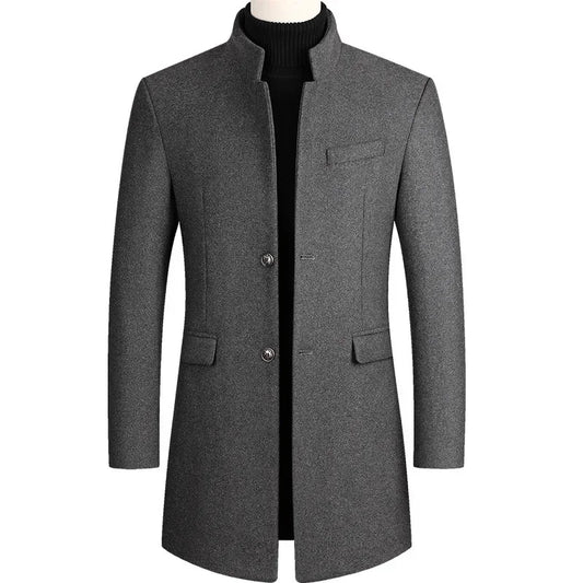 Thickened Woolen Men's Coat Mid-Length Casual Style Autumn Winter Outerwear Jacket for Men Comfortable Fit AE Stock Item