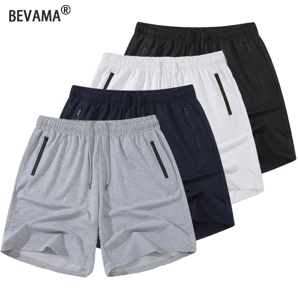 Men’s Workout Fitness Shorts Thin Style Breathable Jogger Gym Bodybuilding Quick Dry Running Shorts Zipper Phone Pockets