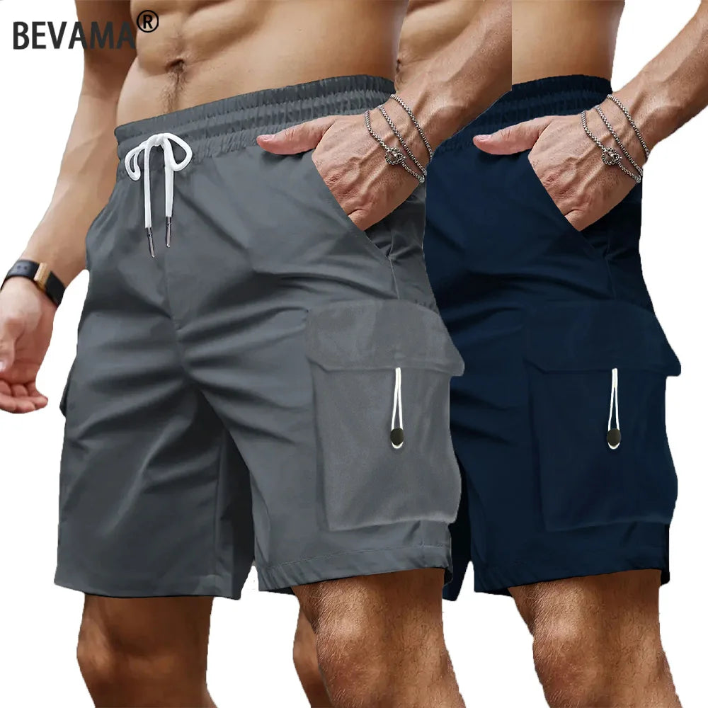 Summer Men's Cargo Shorts Fashion Casual Fitness Running Shorts Comfortable Elastic Waist Male Short Trousers Clothing
