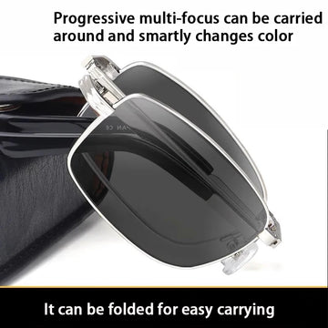 Folding Portable Photochromic Reading Glasses for Men Progressive Multifocal Bifocal Presbyopic Glasses Color-changing Glasses