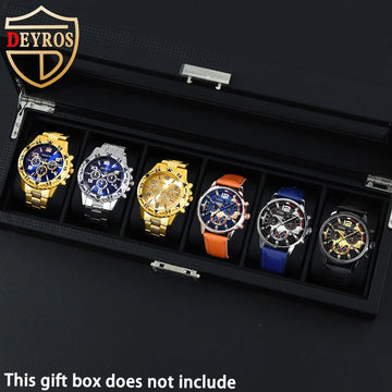 6Pcs/set Fashion Mens Classic Quartz Watch Men Analog Multi Color Style Combination Wristwatch MenCasual Business Mens Clock set