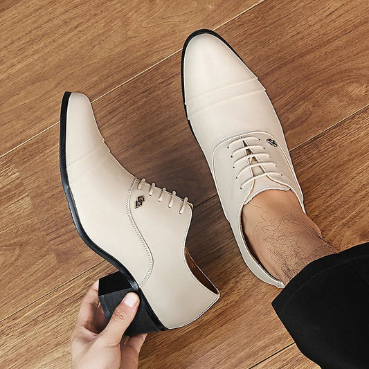 Classic High Heel Leather Shoes Men Comfort Pointed Toe Formal Shoes Man Wedding Shoes Bussiness Men's Dress Shoes Big Size 46