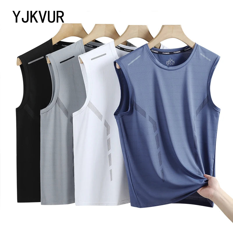 YJKVUR Sports Quick Dry Sleeveless T-Shirt for Men Summer Men Basketball Gym Clothing Breathable Lightweight Plus Size Tank Top
