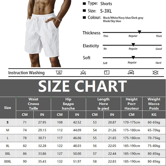 Summer New Men's Breathable Shorts Hawaii Beach Short Pants Male Solid Color Trousers Loose Lightweight Short Streetwear