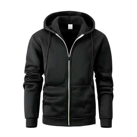 Autumn Men's Casual Jacket Slim Fit Zipper Hooded Sweatshirts Solid Color Coats Sportswear Male Tracksuit Hoodie Streetwear