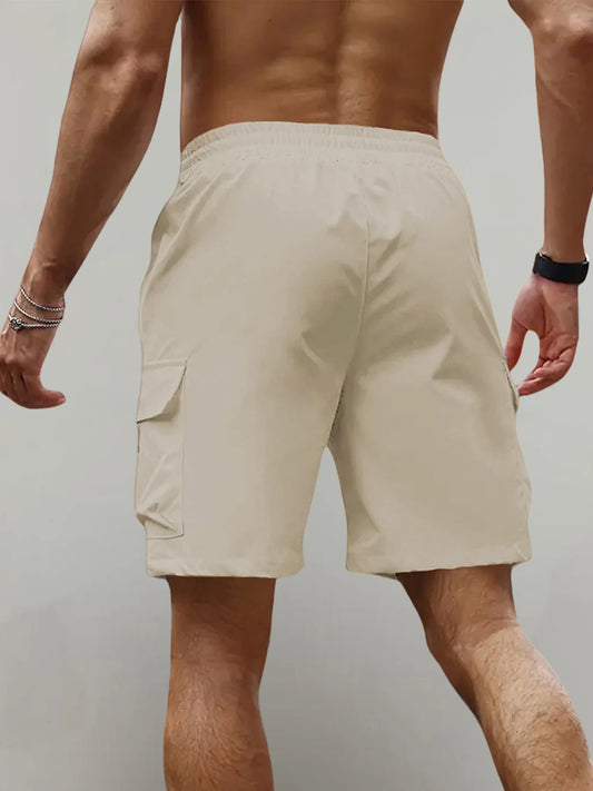 Summer Men's Cargo Shorts Fashion Casual Fitness Running Shorts Comfortable Elastic Waist Male Short Trousers Clothing
