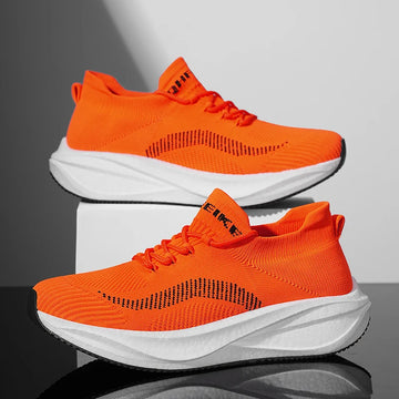 Unisex Orange Running Shoes Man Non-slip Light Men's Casual Sneakers Knit Breathable Man Trainers Large Size 46 tenis masculino