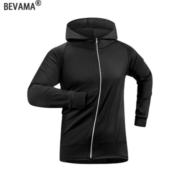 Men's Long Sleeve Hooded T-shirts Outdoor Jogging Casual Training Clothes Gym Fitness Sports Zipper Shirts Pullover Tops Male