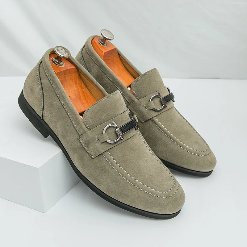 Classic Suede Leather Loafers Men Social Shoes Comfortable Slip-On Men's Moccasins Office Business Men Shoes Large Size 38-46