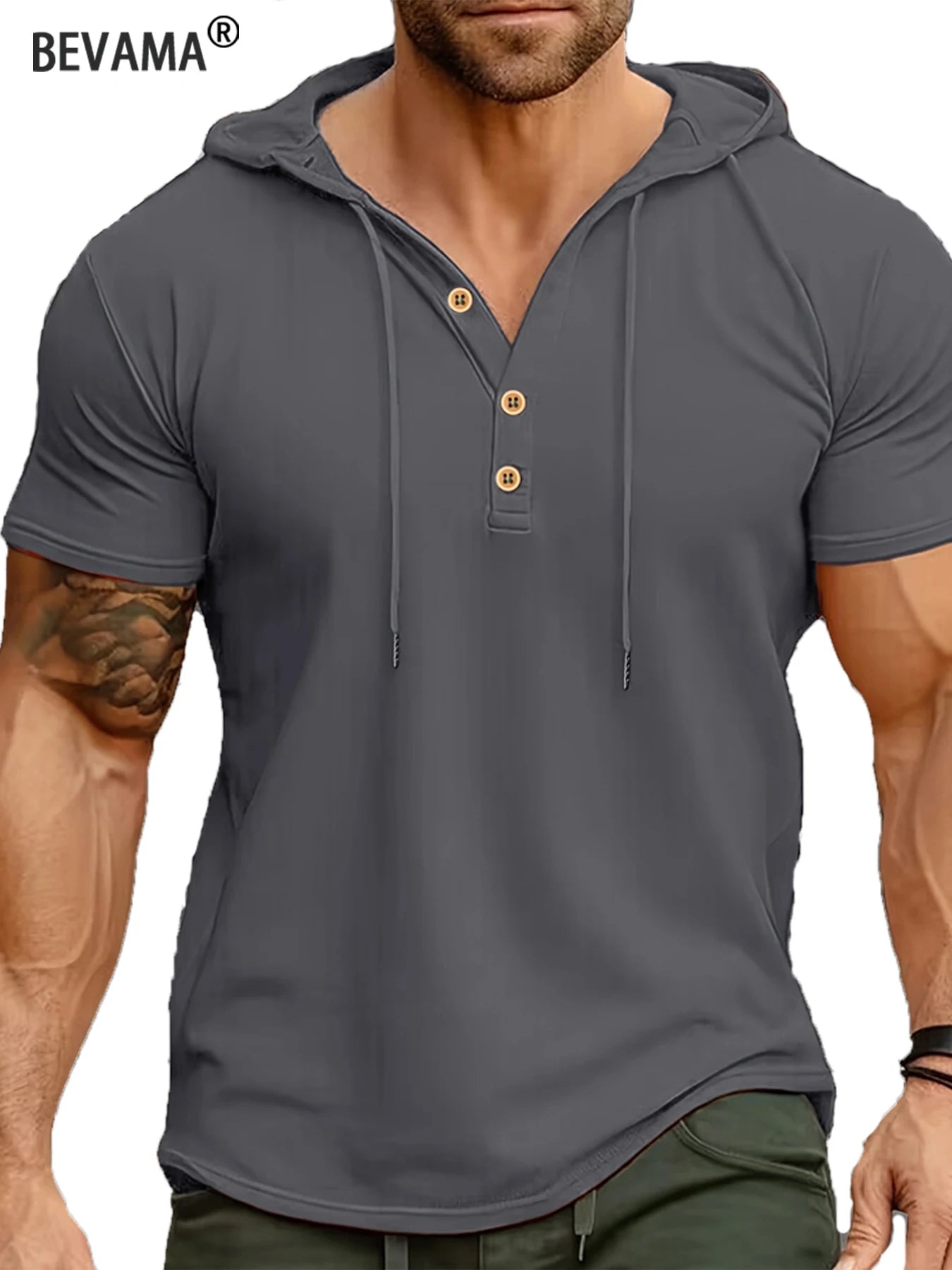 Men's T Shirt Summer Slim Fitness Hooded Short-Sleeved Tees Male Lightweight Hoodie Fitness Breathable Sports Tops