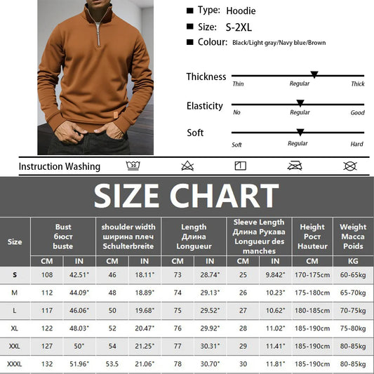 Autumn Men's Pullover Long Sleeve Loose Fashion Sweatshirt Top Casual Half Turtleneck Sweatshirts Outdoor Streetwear