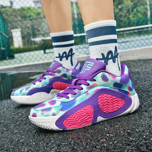 2025 Purple Basketball Shoes Men Platform Training Women Basketball Sneakers Anti-Slip Baske Sneakers Male zapatillas de basket