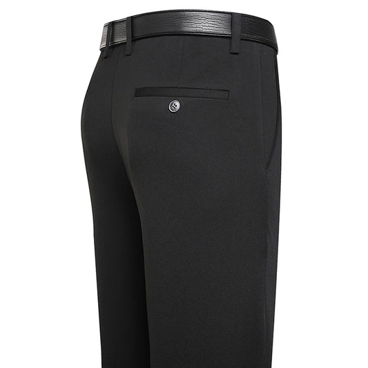 Winter Fleece Warm Business Pants Men Classic Work Office Navy Blue Grey Elastic Waist Formal Suit Thick Trousers Plus Size 40