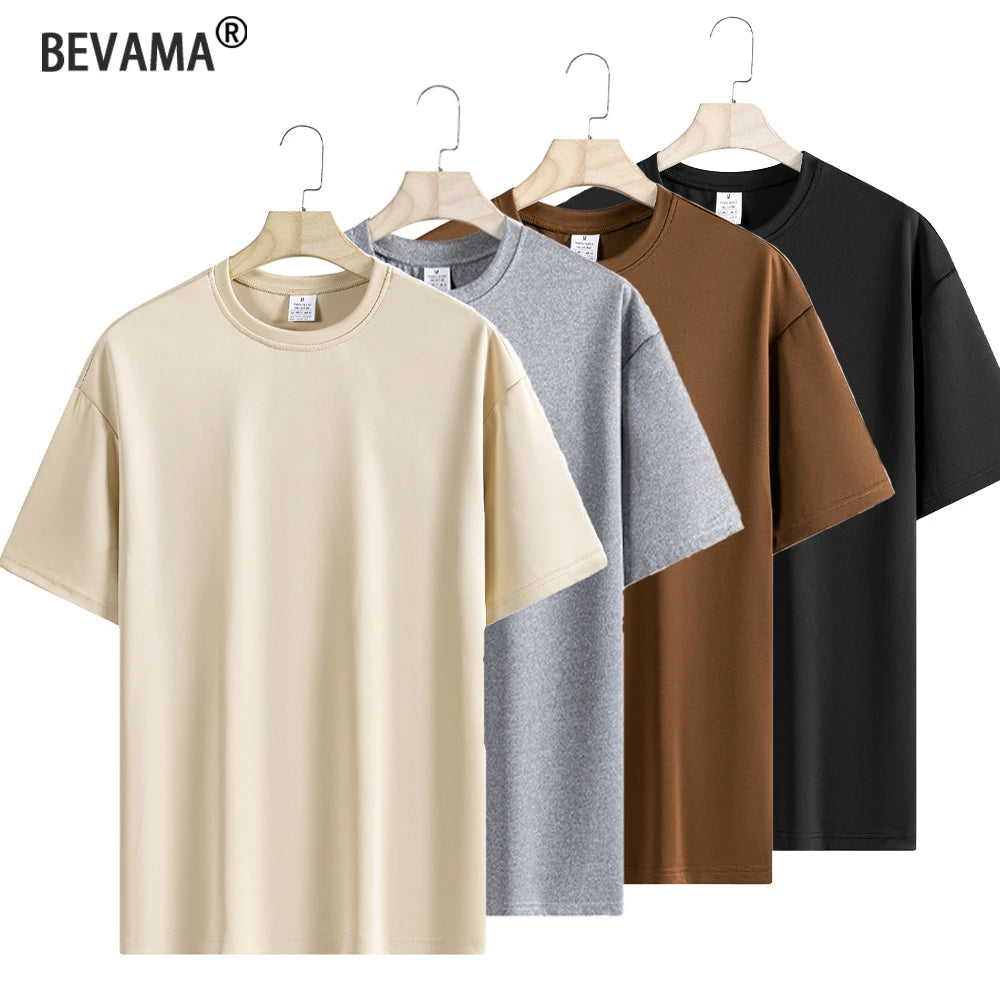 Summer Men's Basic T-Shirt Round Neck Short Sleeves Soft Solid Color Breathable T-shirt Casual Streetwear Tee Shirts