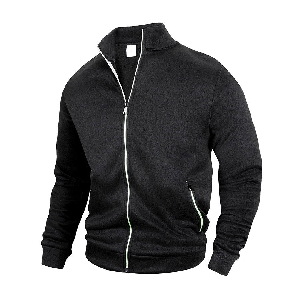 Spring and Autumn Men's Stand Collar Casual Zipper Jacket Outdoor Sports Coat Windbreaker Jacket Solid Color Thin Coat