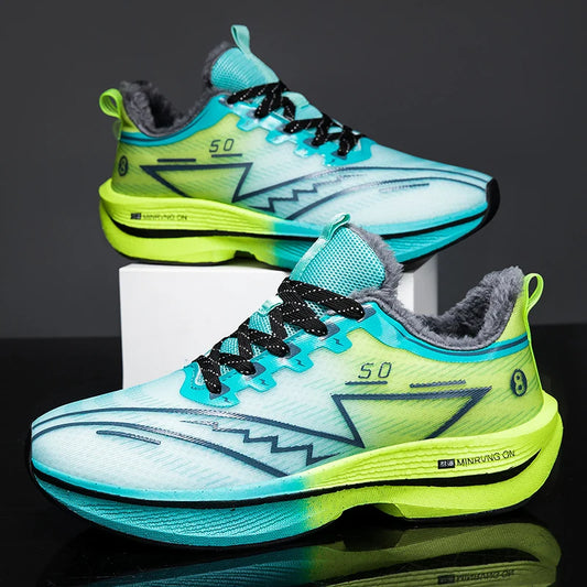 Hot Carbon Plate Running Shoes Men Trainers Comfort Warm Plush Sneakers Man Non-slip Light Women's Sport Shoes zapatillas hombre