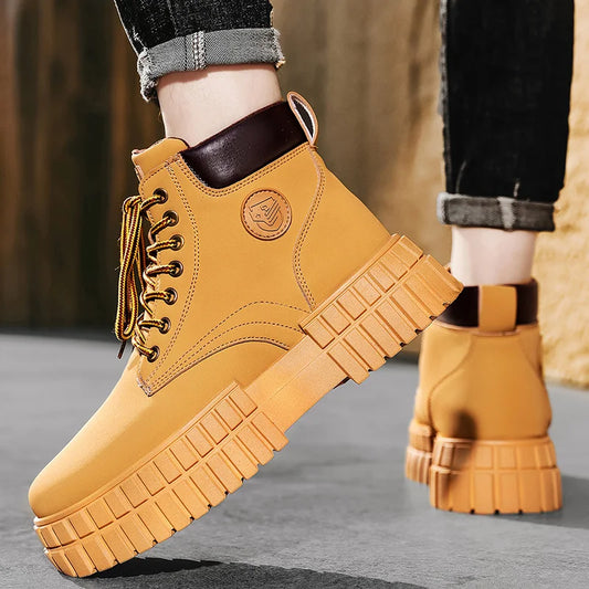 Winter Plush Warm Men's Boots Khaki Fashion Tooling Shoes for Men Comfort Non-slip Platform Boots Man Ankle Boots botas hombre