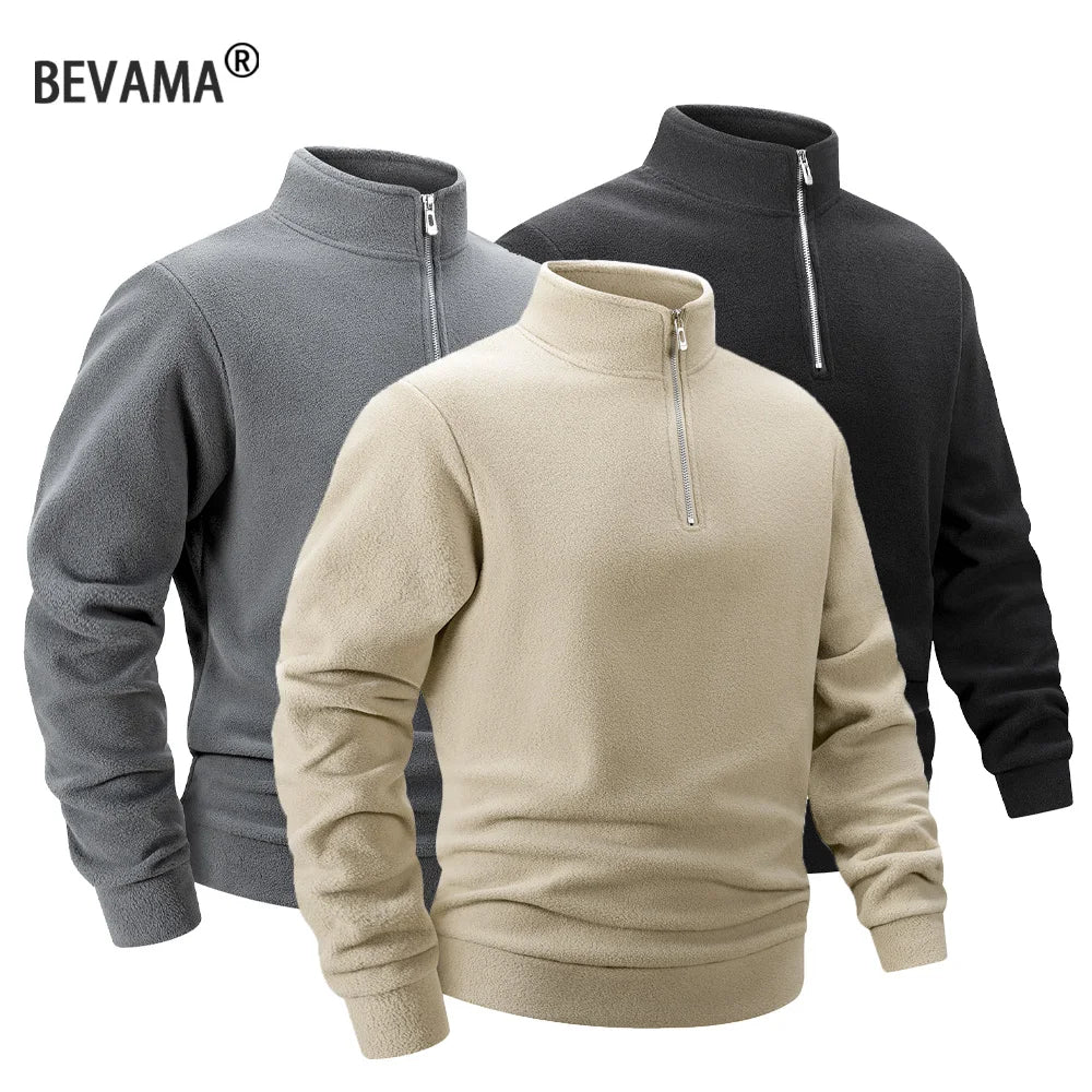 Spring Autumn Men's Fleece Jackets Fashion Men Stand Collar Zipper Pullover Men Soft Shell Outdoor Warm Sweatshirt Clothing