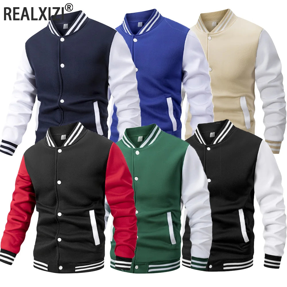 Spring Autumn Men's Baseball Jacket Coat Classic Splicing Jacket Casual Loose Oversize Uniform Street Sports Jacket Warm Cloth