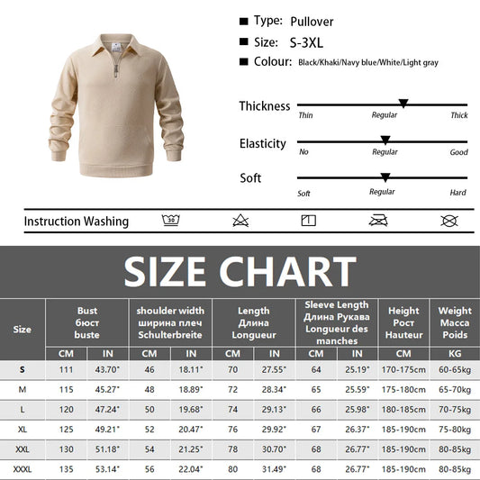 Spring Autumn Men's Casual Pullover Half Zipper Lapel Long Sleeve Sweatshirts Coats Solid Color Sport Hoodies Streetwear